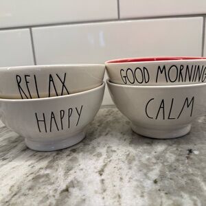 Rae Dunn White bowls with bright colored interior